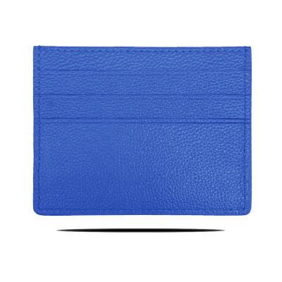 China Fashion Tarejetero luxury cuero emboss logo card holder credit name business card holder custom leather pebble grain leather wallet for sale