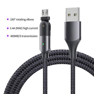 China Wholesale Mobile Phone Mobile Phone Data Cables Rotary Usb 180 Charging Android Fast Charging Data Transmission Cable for sale