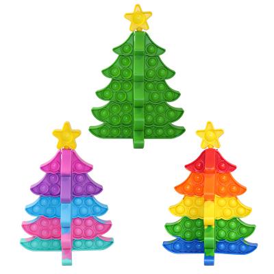 China Dample Christmas Gift Key Chain 3D Christmas Tree Snowflake Bubble Puzzle Game Desk Board Simple Silicone Toys Sensory Bubble Stir New Year Toys For Kids for sale