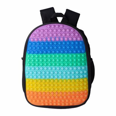 China AmazonHotSelling Widely Used Kids Bookbags Stress Reliever Push BubbleBackpack Cartoon Silicone Rainbow Sensory Busy School Bags Wholesale for sale