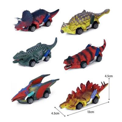 China Wholesale Children Learning Playing Toy Set Friction Powered Pull Back Plastic Dinosaur Car Model Mini Racing Vehicles Cartoon Animal 6 Pack Kids for sale