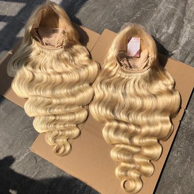 China 613 Body Wave 613 Inch 13X4 Virgin Hair 8-40 Body Wave Hd Raw Indian Frontal Wig Blonde Curly Wig for sale