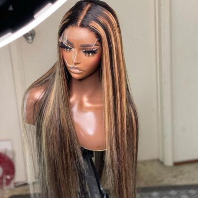 China Body Wave Bleach Knots Ombre Brown Hair Wigs Accented Lace Front Wigs Hd Lace Highlight Wig Hair for sale