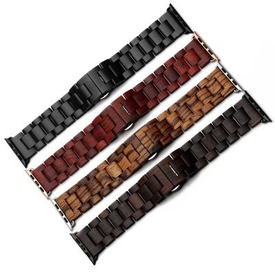 China Custom iwatch Series 6 / SE Apple Adjustable Wood Watch Band Drop Shipping For 42mm 44mm Watch for sale