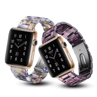 China Lightweight Resin Band Por Apple Watch Strap i Watch Series 6 40mm Womens Band Colorful With Stainless Steel Buckle for sale