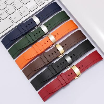 China FKM Real Vulcan FKM Watch Strap 18mm 20mm 22mm Custom Quick Release Silicone Rubber Waterproof 24mm Watch Band For Galaxy for sale