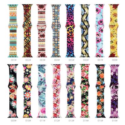 China For Iwatch 38/40/42/44mm Sport Straps Printed Steady Pattern Silicone Rubber Loop Watch Band/Strap For Apple Watch/iWatch Series 7 6 5 4 3 2 1 38/40/41 mm 42/44/45 mm for sale