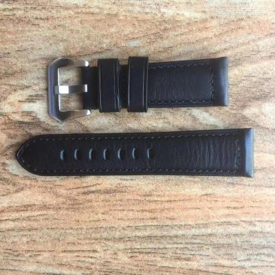 China Adjustable For Officine-Panerai-Luminor-Marina Officine-Panerai-Luminor-Marina 24mm PAM 24mm Hook Handmade Soft Thick Taurus Watch Strap Black Leather Strap Watch Band Buckle for sale