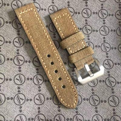 China 24mm Strap Adjustable Canvas NATO Watch Band Nylon Woven Textiles Genuine Leather Thick Military Heavy Duty Nylon Watch Strap for sale