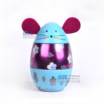 China Customized Food Grade Blue Mice Design With Ears Novelty Tin Box Easter Egg Tin Egg-Size Egg Tin For Chocolate Packaging for sale