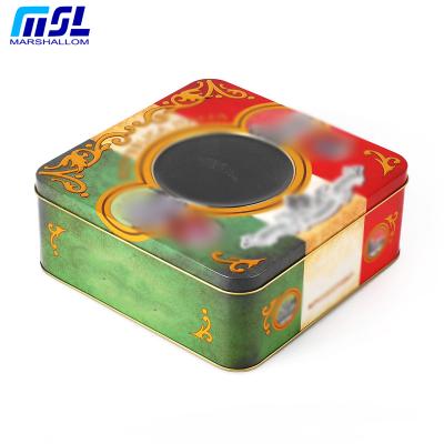 China Food Grade Square Tin Box With Clear Transparent Window Watch Tin Box for sale