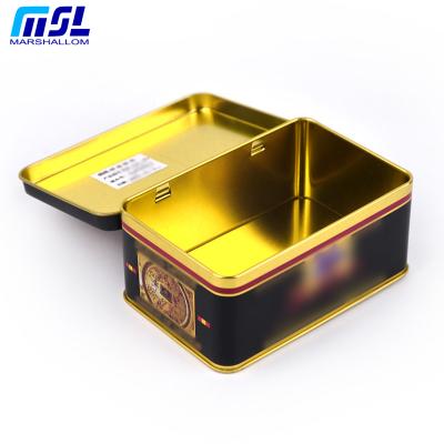 China High Quality Rectangular Hinged Food Grade Tin Cookie Candy Tin Box Hinged For Packaging for sale