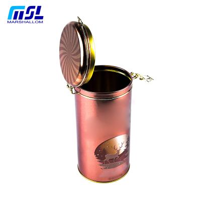 China Food Grade Packaging Round Coffee Tin Can With Lid Clip Airtight Lid for sale