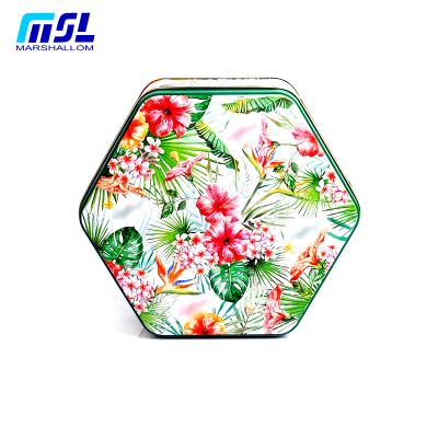 China Special Hexagonal Shape Tin Box High-End Gift Packaging Food Grade Metal Tin Box for sale