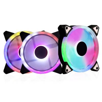 China Computer Case RGB 120mm PC Fan Dual Aperture LED RGB Flashing Multicolor Computer Case Adjust Quiet Remote IR Cooler Fans To CPU for sale