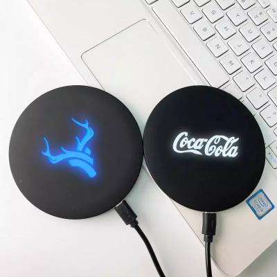 China Mobile Phone LED Light Logo Wireless Charger QC QI Certified Protection Charging Charging Gifts for sale