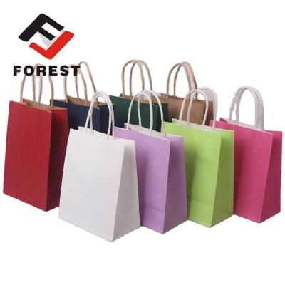 China Custom Recycled Logo Print Wholesale Grocery White Brown Paper Gift Bag Packaging Materials 2021 With Handle for sale