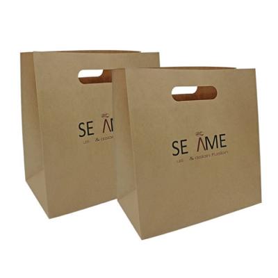 China Recyclable Brown Kraft Paper Or Wooden Freestanding Paper Bag With Logo Small Grocery Paper Bag for sale