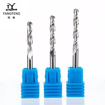 China CNC Process Two Bit Spiral Flute Ball Solid Carbide Ball Nose End Mills For Woodworking for sale