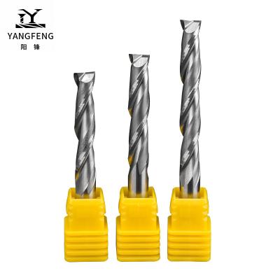 China CNC process and down end mill for wood hrc65 1/8 flat end mill down cut 2flute endmills straight endmill downcut for sale