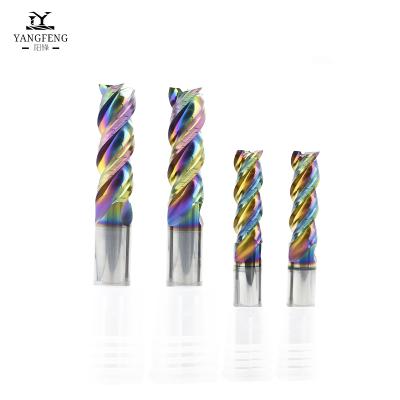 China CNC Process HRC 65 Aluminum Dedicated Carbide Square Flat End Mills With Multicolor Coating for sale