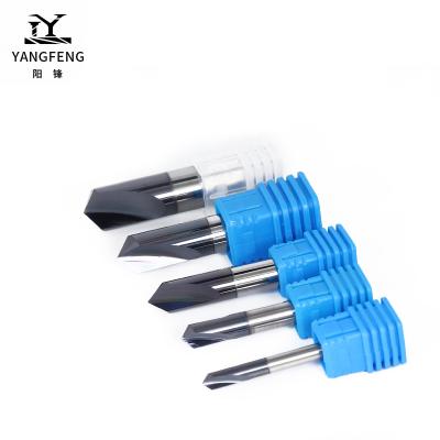 China CNC Process HRC55 4mm Tungsten Steel Chamfer Aluminum Machining Tools Point Angle 90 Degree Drill Bit for sale