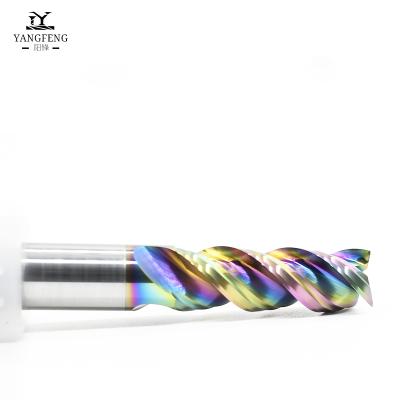 China CNC Process 8mm 10mm 12mm HRC 65 Aluminum Carbide Dedicated Square Flat End Mills With Multicolor Coating for sale