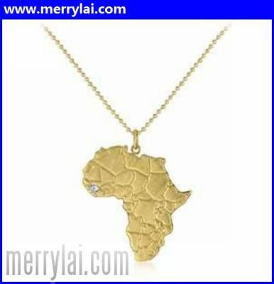 China Stainless Steel 14k Gold Plated Unisex Necklace and Map of Africa Pendant for sale