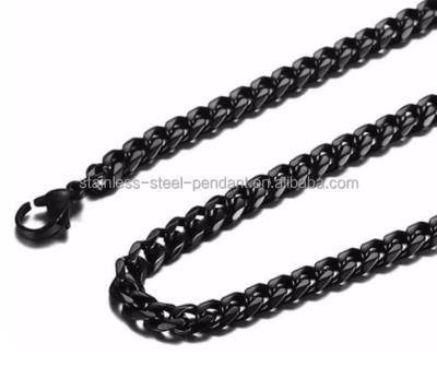 China Hot Selling Handcrafted Stainless Steel Black Raw Necklace Plating Restriction Cuban Chain For Men for sale