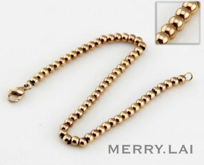 China Handmake Stainless Steel Rosary Beads Necklace in Rose Gold Plating for sale