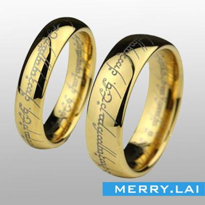 China New Fashion Stainless Steel OPK Jewerly The Lord Of The Rings Golden Titanium Stainless Steel Wedding Band for sale