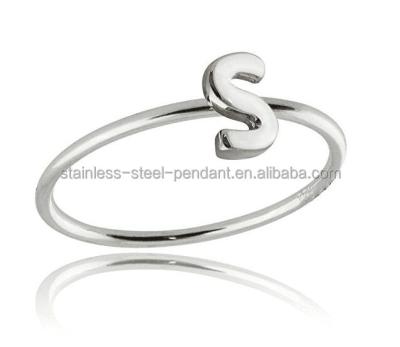 China New Design 14K Gold Plating Stainless Steel Alphabet Letter S Handcrafted Ring for sale