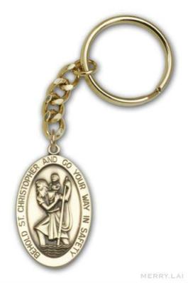 China Antique Saint of St Christopher Keychain Pendant Medal Gold Metal Patron of Travelers (ML-12-MA0918-27) for sale