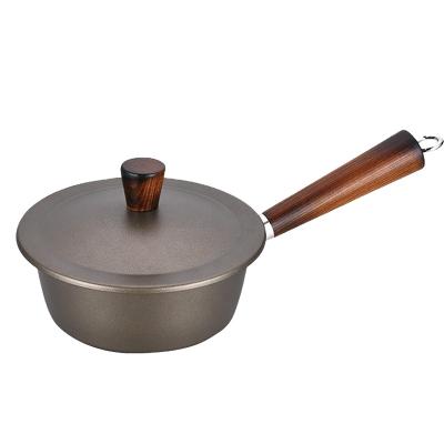 China Sustainable Ceramic Milk Pot Non Stick Handle Non Stick Wooden Sauce Pan Milk Pan for sale