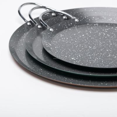 China Round shape sustainable carbon steel cooking non-stick wok pans grill pans with high quality. for sale