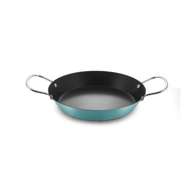 China Carbon Steel Non-Stick Paella Pan w/metal Handle 22cm 26cm 30cm 34cm 38cm 42cm 1.5m Thickness Workable for sale