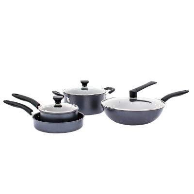 China Viable Wholesale 7 Pcs Non Stick Soup Pots Set Chinese Cookware Set Frying Pan for sale