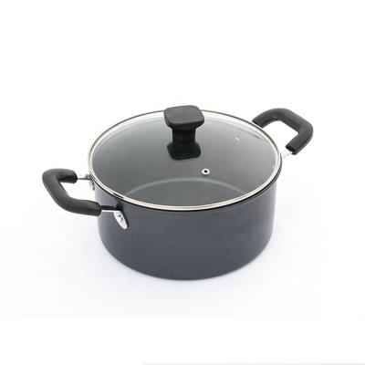 China Non Sustainable Stick Handle Bakelite Wok Kitchenware Coated Carbon Steel Casserole Pot With Cover for sale