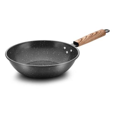 China Sustainable 1.5mm Thickness Two Layer Carbon Steel 20cm 22cm 24cm 26cm 28cm 30cm Non Stick 32cm Chinese Wok Pan With Handle for sale