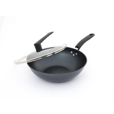 China High Quality Eco-friendly Non-stick Wok Chinese Kitchenware Sustainable Cooking Wok Pan Frying For Restaurant With Flat Bottom for sale