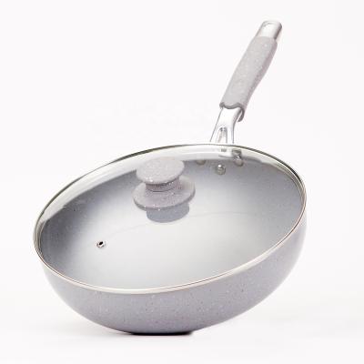 China 2.0mm Thickness 28cm Durable Aluminum Non-Stick Wok Pan Gray for sale