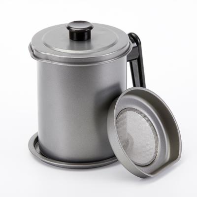 China Viable Household Oil Filter Kitchen Oil Storage Pot 1.4L and 1.7L Carbon Steel Kettle Frying Oil for sale