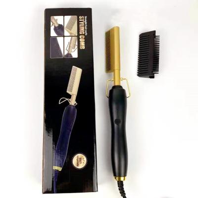 China Homemade high temperature electric hair straightener bling hot comb for wig and curly hair for sale