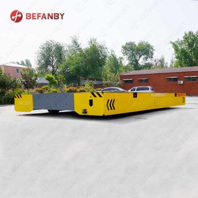 China 20t Motorized Painting Line Trackless Transfer Cart Four Wheels Steerable Carriage Yellow Color for sale