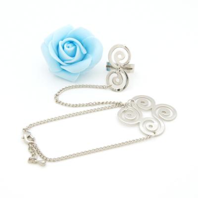 China Trendy Vortex Flower Shape Ring And Bracelet Set Fashion Jewelry For Gift Engagement for sale