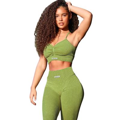 China New Arrival Breathable Hot Selling Women's Seamless Rib Gym Clothing Fitness Yoga Wear Set for sale