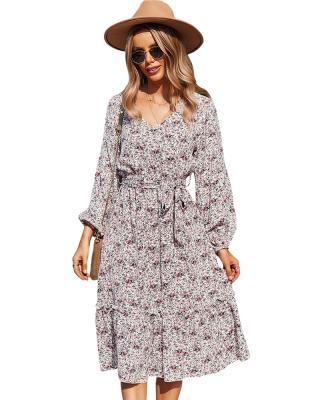 China 2022 New Arrival Autumn And Winter Fashion Women Anti-static V-neck Elegant Casual Sexy Long Sleeve Dress for sale