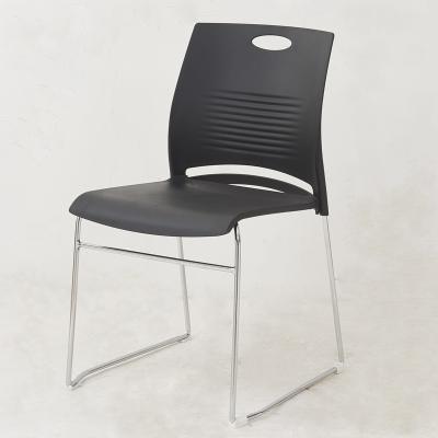 China Office Cooling Black Plastic Chair Stacking Dining Room Visitor Chair Metal Event Chairs for sale