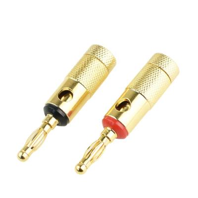 China Lantern Type 4mm Banana Jacks Plug High Quality Copper Gold Plated Male Solderless Audio Connector For Amplifier Speaker Audiophile Cable for sale