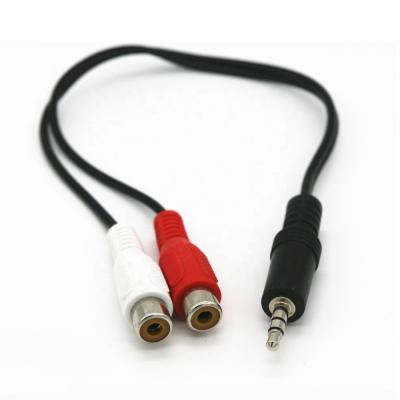 China DVD Player 3.5mm Male Jack to Female 2 RCA Plug Adapter Cable Mini Stereo Audio Cable Headphone Y Cable for sale